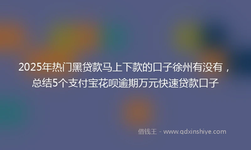 2025年热门黑贷款马上下款的口子徐州有没有，总结5个支付宝花呗逾期万元快速贷款口子