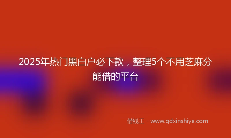 2025年热门黑白户必下款，整理5个不用芝麻分能借的平台