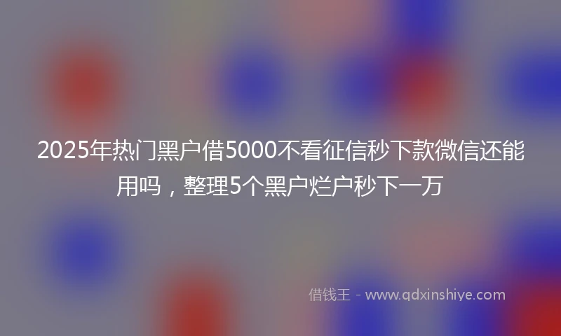 2025年热门黑户借5000不看征信秒下款微信还能用吗，整理5个黑户烂户秒下一万