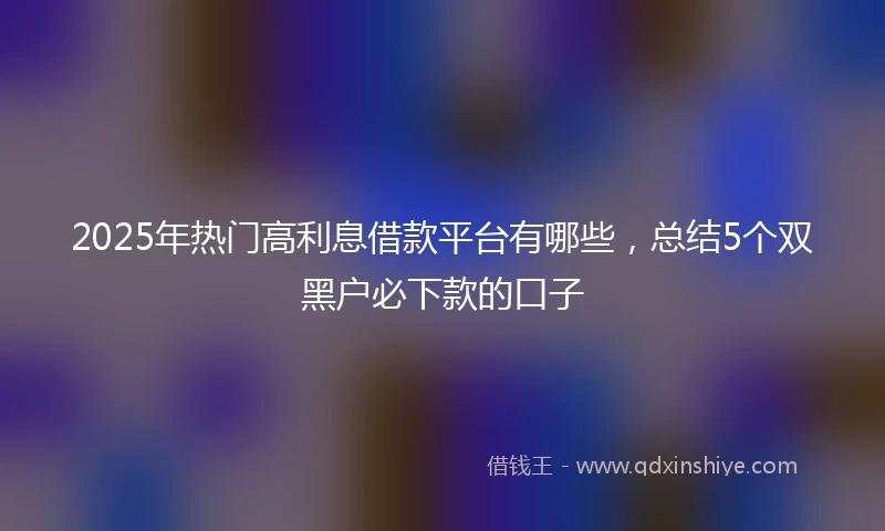 2025年热门高利息借款平台有哪些，总结5个双黑户必下款的口子