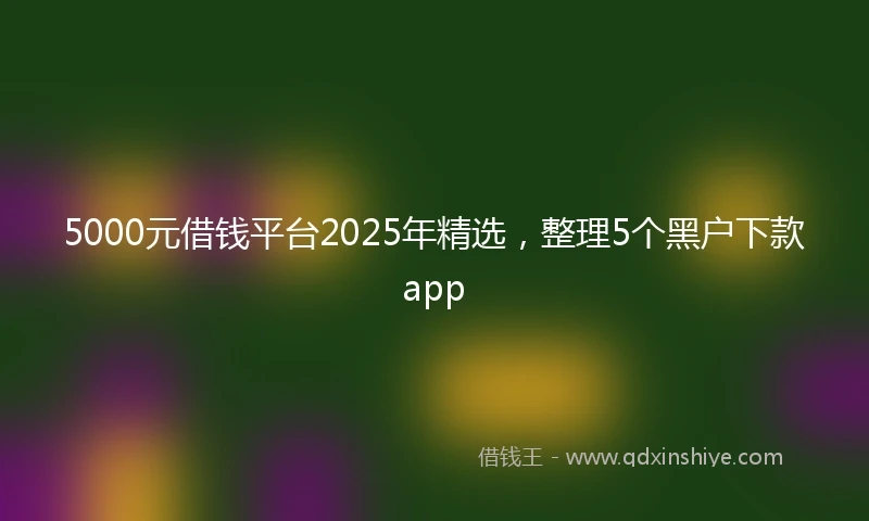 5000元借钱平台2025年精选，整理5个黑户下款app