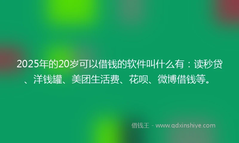2025年的20岁可以借钱的软件叫什么有：读秒贷、洋钱罐、美团生活费、花呗、微博借钱等。