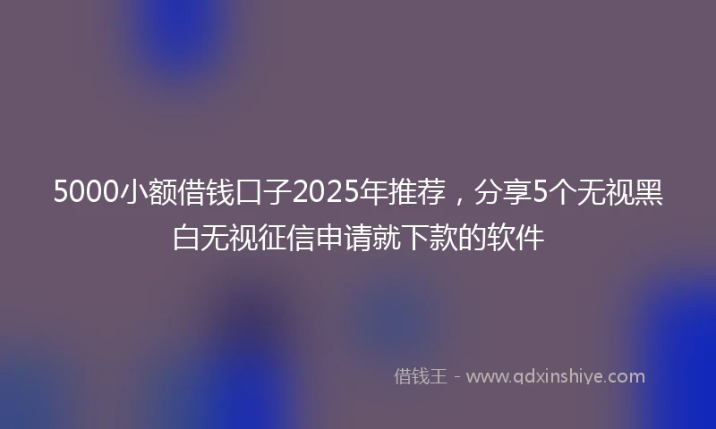5000小额借钱口子2025年推荐,分享5个无视黑白无视征信申请就下款的软件