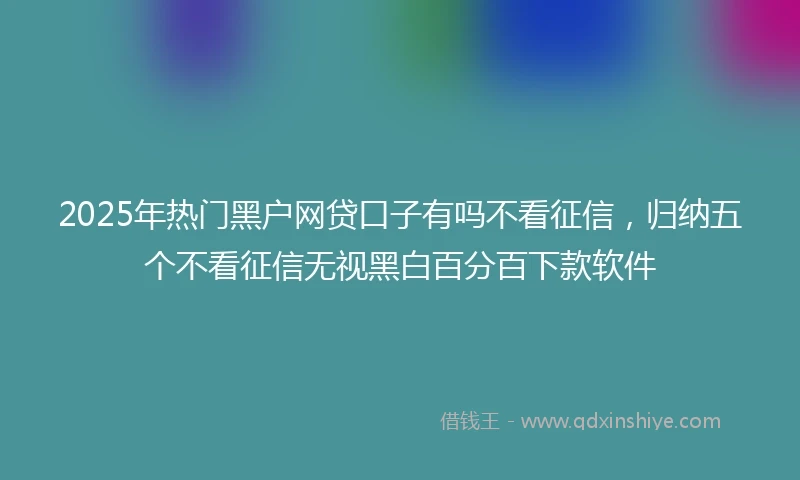 2025年热门黑户网贷口子有吗不看征信，归纳五个不看征信无视黑白百分百下款软件