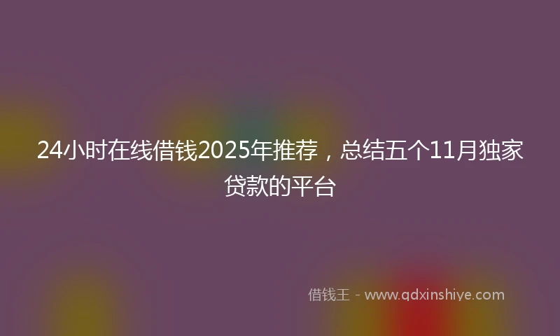 24小时在线借钱2025年推荐，总结五个11月独家贷款的平台