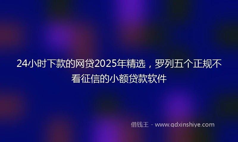 24小时下款的网贷2025年精选，罗列五个正规不看征信的小额贷款软件