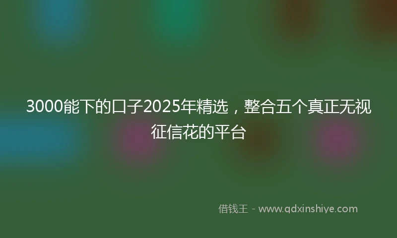 3000能下的口子2025年精选，整合五个真正无视征信花的平台