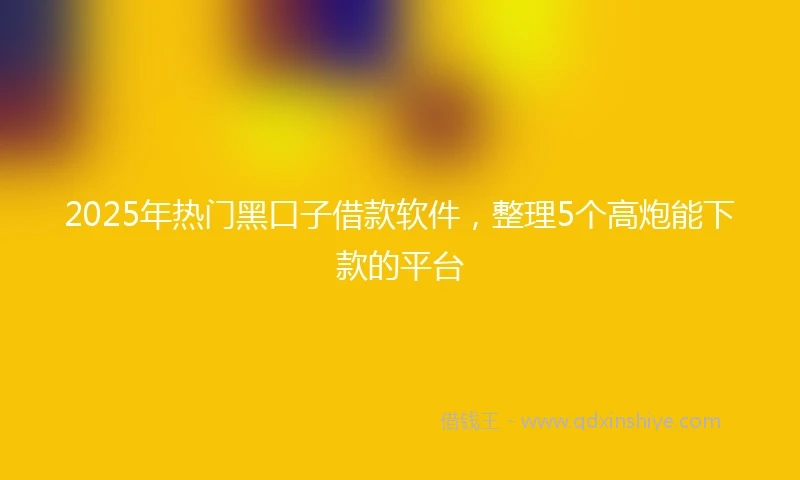2025年热门黑口子借款软件,整理5个高炮能下款的平台