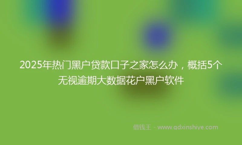 2025年热门黑户贷款口子之家怎么办，概括5个无视逾期大数据花户黑户软件