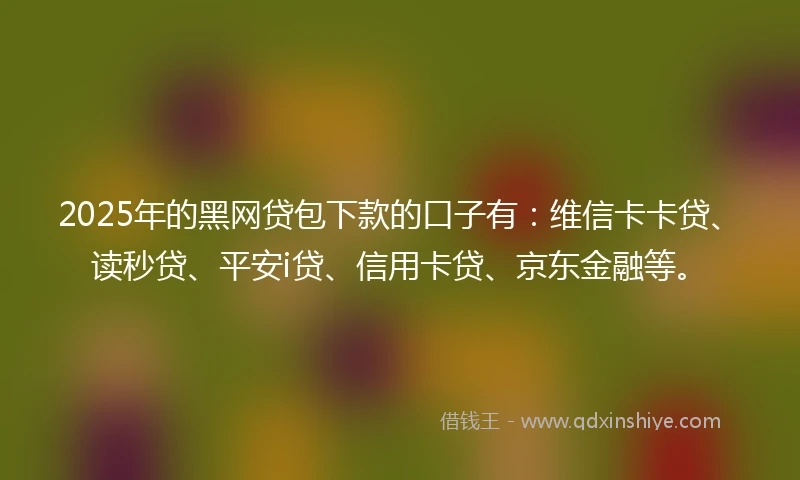 2025年的黑网贷包下款的口子有：维信卡卡贷、读秒贷、平安i贷、信用卡贷、京东金融等。