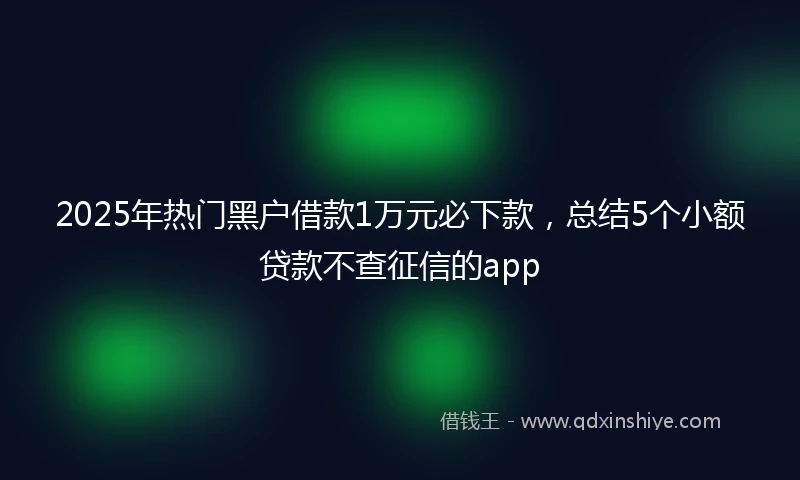 2025年热门黑户借款1万元必下款，总结5个小额贷款不查征信的app