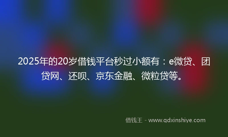 2025年的20岁借钱平台秒过小额有：e微贷、团贷网、还呗、京东金融、微粒贷等。