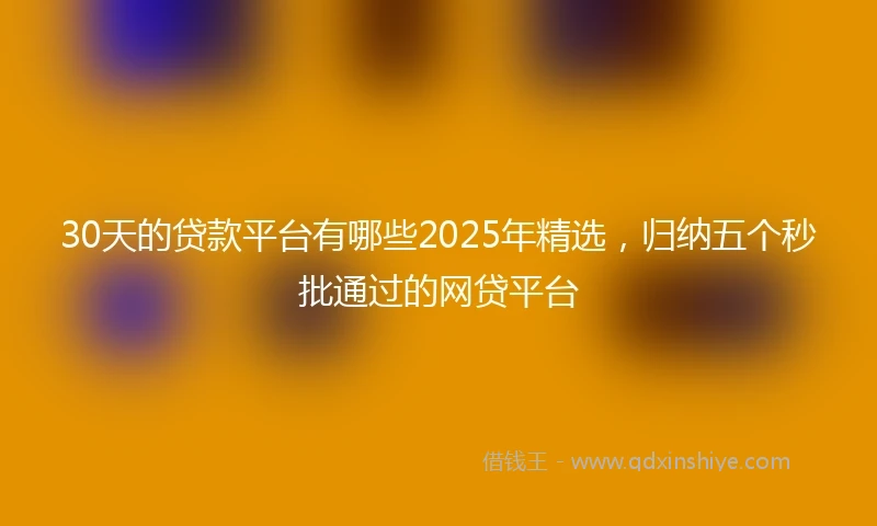 30天的贷款平台有哪些2025年精选，归纳五个秒批通过的网贷平台