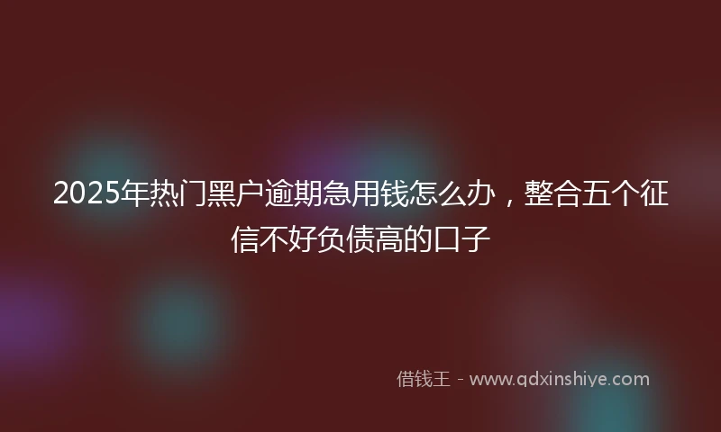 2025年热门黑户逾期急用钱怎么办，整合五个征信不好负债高的口子