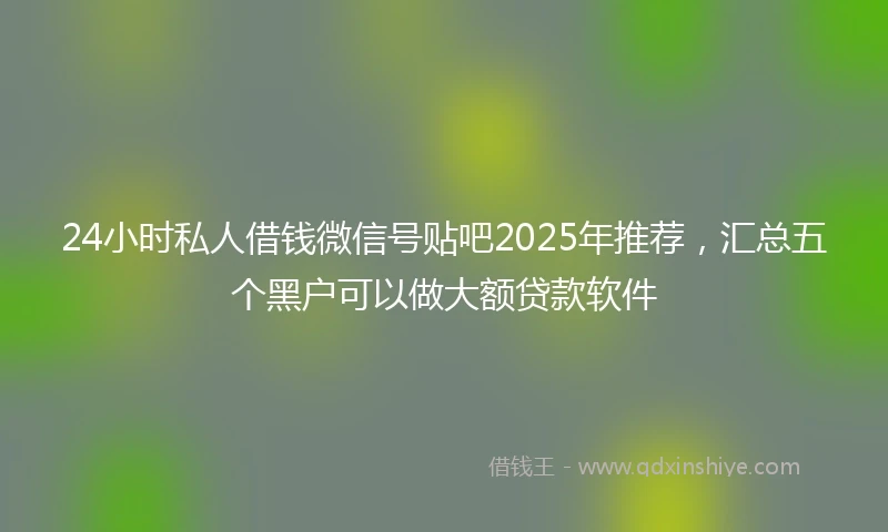 24小时私人借钱微信号贴吧2025年推荐，汇总五个黑户可以做大额贷款软件
