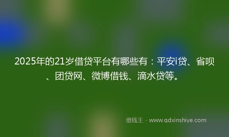 2025年的21岁借贷平台有哪些有：平安i贷、省呗、团贷网、微博借钱、滴水贷等。