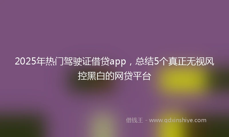 2025年热门驾驶证借贷app，总结5个真正无视风控黑白的网贷平台