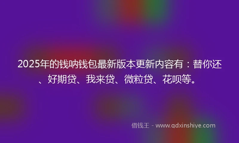 2025年的钱呐钱包最新版本更新内容有：替你还、好期贷、我来贷、微粒贷、花呗等。