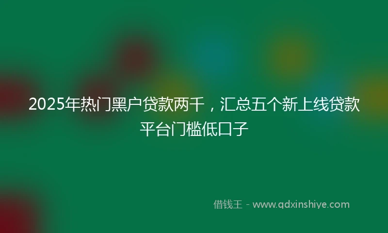 2025年热门黑户贷款两千，汇总五个新上线贷款平台门槛低口子