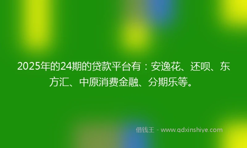 2025年的24期的贷款平台有：安逸花、还呗、东方汇、中原消费金融、分期乐等。