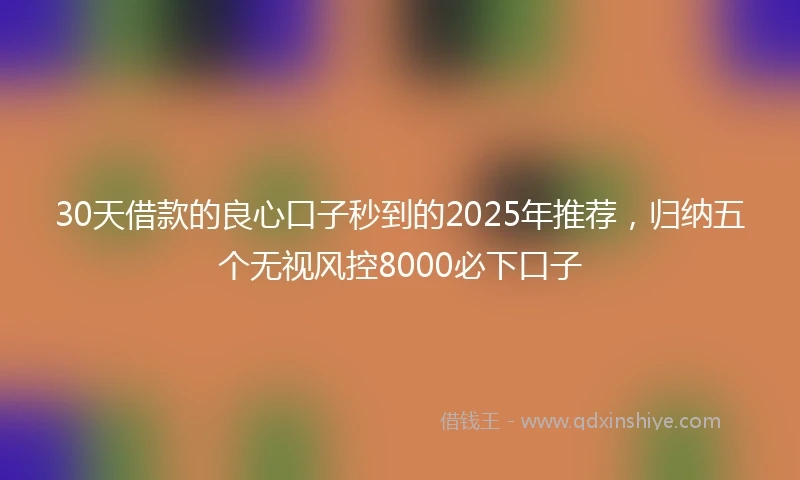 30天借款的良心口子秒到的2025年推荐，归纳五个无视风控8000必下口子