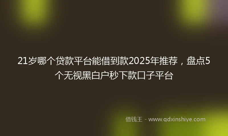 21岁哪个贷款平台能借到款2025年推荐，盘点5个无视黑白户秒下款口子平台