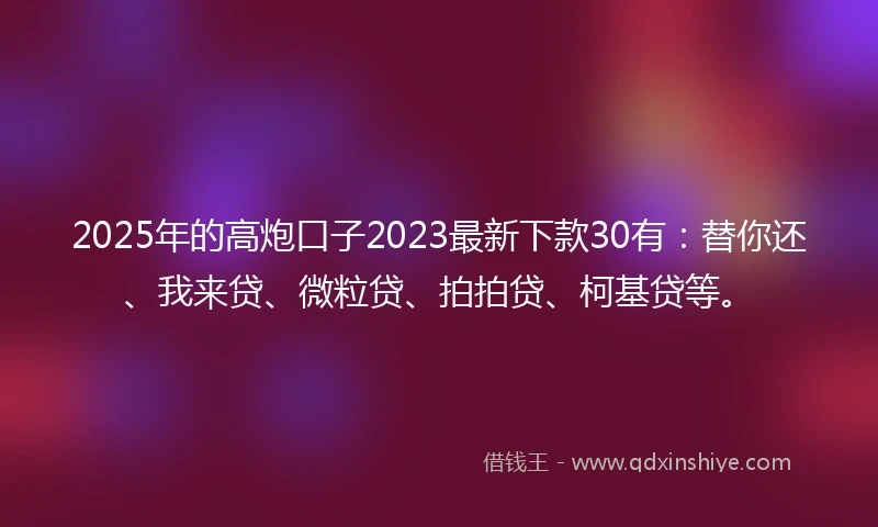 2025年的高炮口子2023最新下款30有：替你还、我来贷、微粒贷、拍拍贷、柯基贷等。