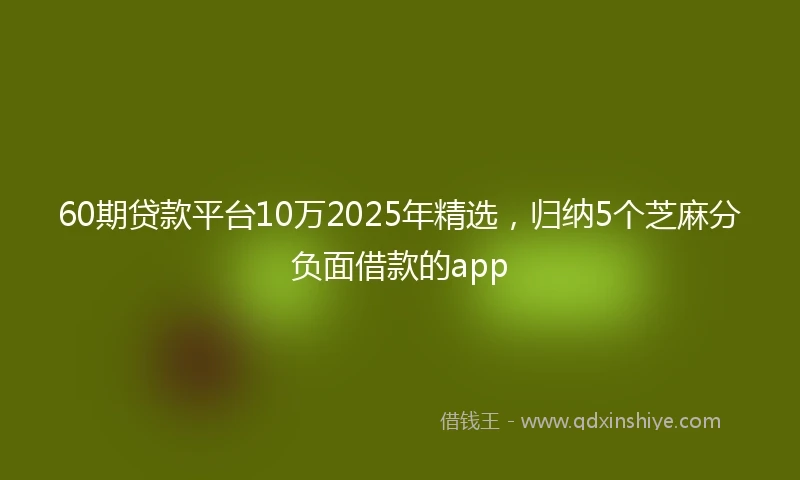 60期贷款平台10万2025年精选，归纳5个芝麻分负面借款的app