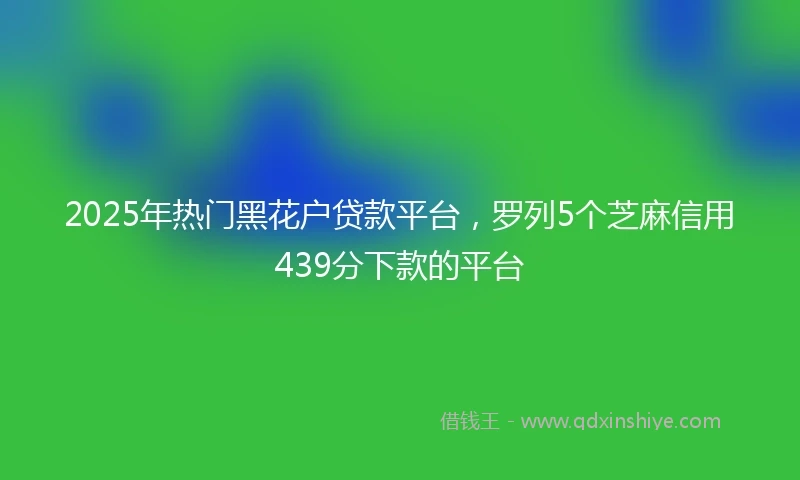 2025年热门黑花户贷款平台，罗列5个芝麻信用439分下款的平台