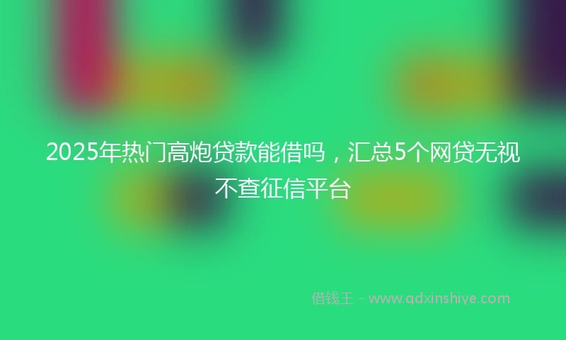2025年热门高炮贷款能借吗，汇总5个网贷无视不查征信平台