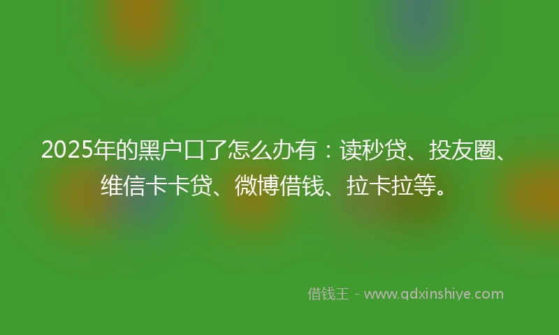 2025年的黑户口了怎么办有：读秒贷、投友圈、维信卡卡贷、微博借钱、拉卡拉等。