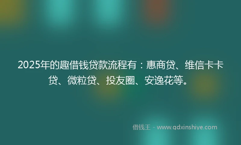 2025年的趣借钱贷款流程有：惠商贷、维信卡卡贷、微粒贷、投友圈、安逸花等。