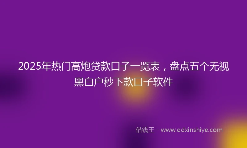 2025年热门高炮贷款口子一览表，盘点五个无视黑白户秒下款口子软件