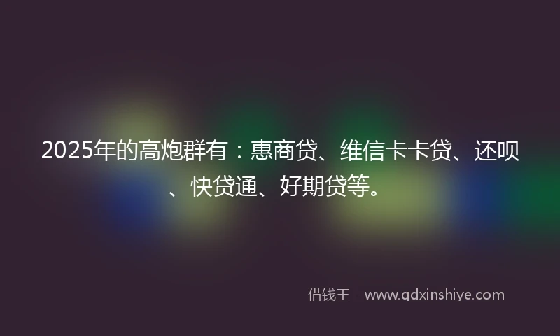 2025年的高炮群有：惠商贷、维信卡卡贷、还呗、快贷通、好期贷等。