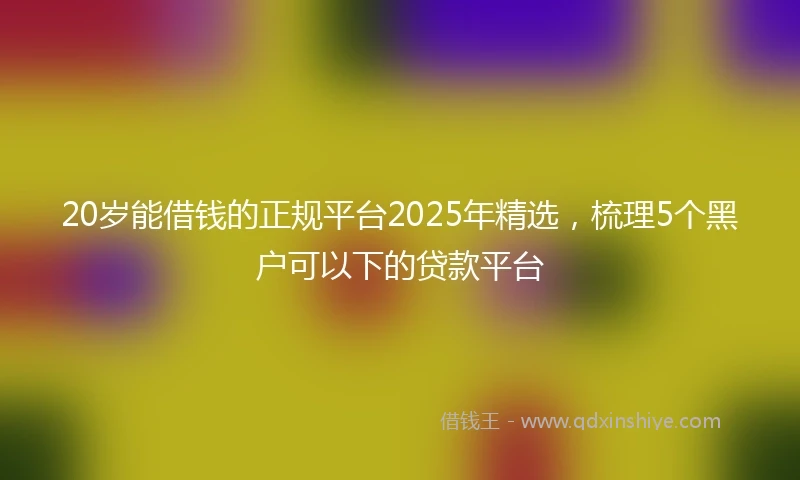 20岁能借钱的正规平台2025年精选，梳理5个黑户可以下的贷款平台