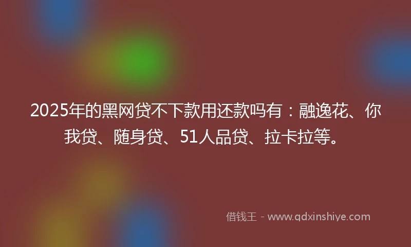 2025年的黑网贷不下款用还款吗有：融逸花、你我贷、随身贷、51人品贷、拉卡拉等。