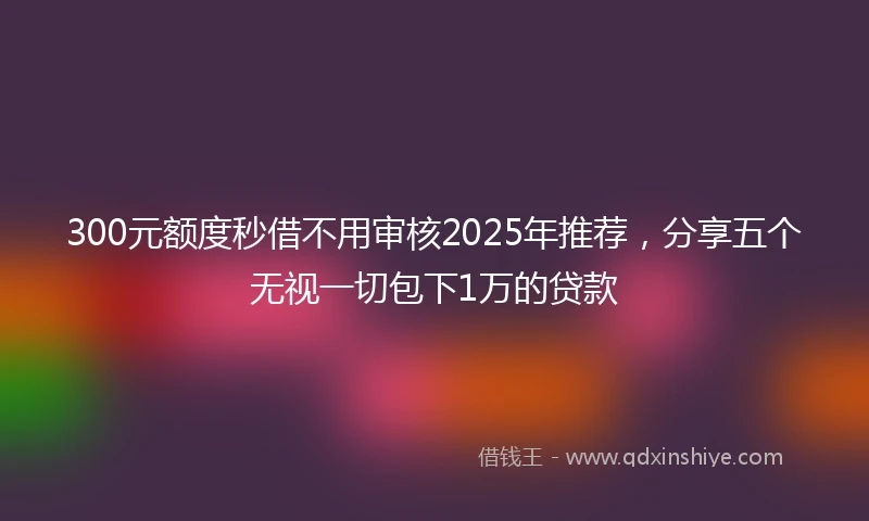300元额度秒借不用审核2025年推荐，分享五个无视一切包下1万的贷款