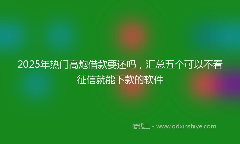 2025年热门高炮借款要还吗，汇总五个可以不看征信就能下款的软件