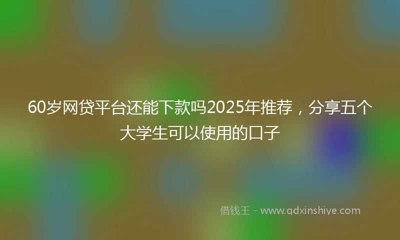 60岁网贷平台还能下款吗2025年推荐，分享五个大学生可以使用的口子