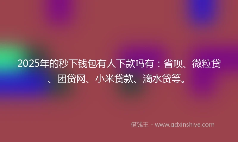 2025年的秒下钱包有人下款吗有：省呗、微粒贷、团贷网、小米贷款、滴水贷等。