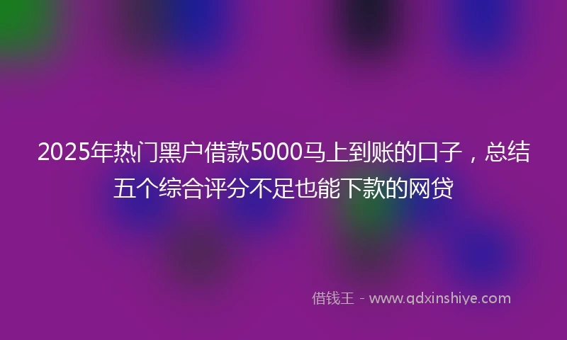 2025年热门黑户借款5000马上到账的口子，总结五个综合评分不足也能下款的网贷