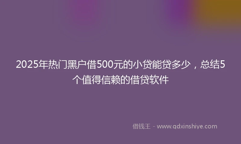 2025年热门黑户借500元的小贷能贷多少，总结5个值得信赖的借贷软件