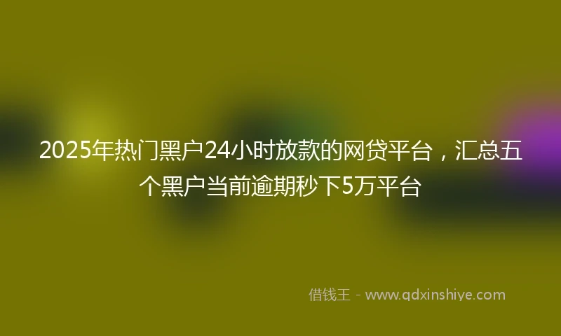 2025年热门黑户24小时放款的网贷平台，汇总五个黑户当前逾期秒下5万平台