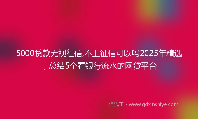 5000贷款无视征信,不上征信可以吗2025年精选，总结5个看银行流水的网贷平台