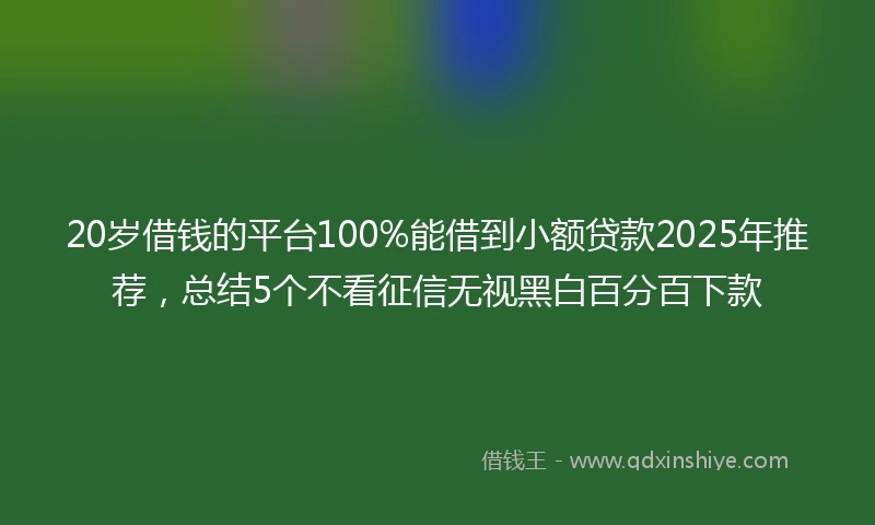 20岁借钱的平台100%能借到小额贷款2025年推荐，总结5个不看征信无视黑白百分百下款