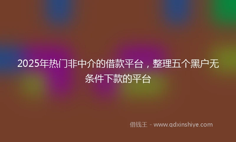 2025年热门非中介的借款平台，整理五个黑户无条件下款的平台