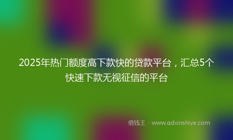 2025年热门额度高下款快的贷款平台，汇总5个快速下款无视征信的平台