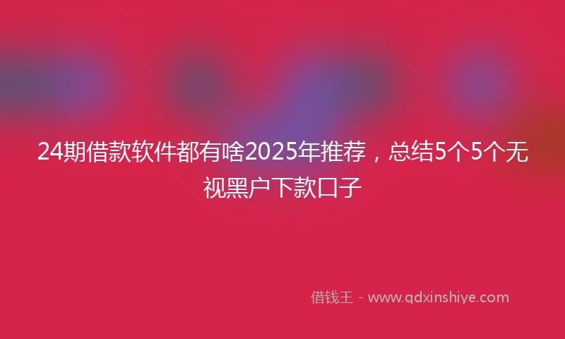 24期借款软件都有啥2025年推荐，总结5个5个无视黑户下款口子