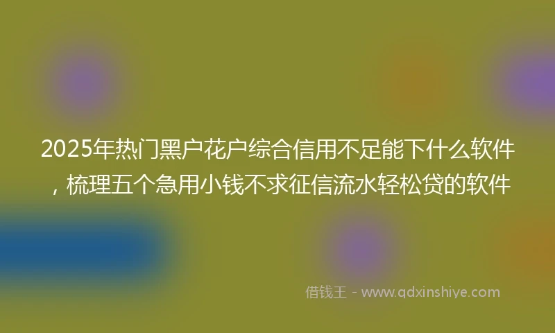 2025年热门黑户花户综合信用不足能下什么软件，梳理五个急用小钱不求征信流水轻松贷的软件