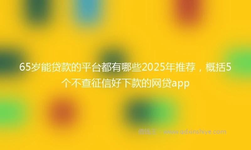 65岁能贷款的平台都有哪些2025年推荐，概括5个不查征信好下款的网贷app